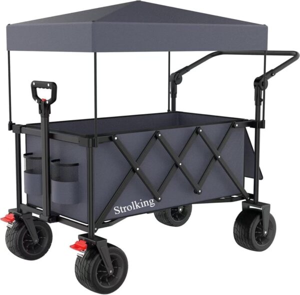 3-in-1 Faltbarer Bollerwagen mit Bremsen 150L 136kg All-Terrain-Rädern