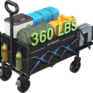 AMADA HOMEFURNISHING Faltbarer Handwagen 163 kg 90 L mit Getränkehaltern