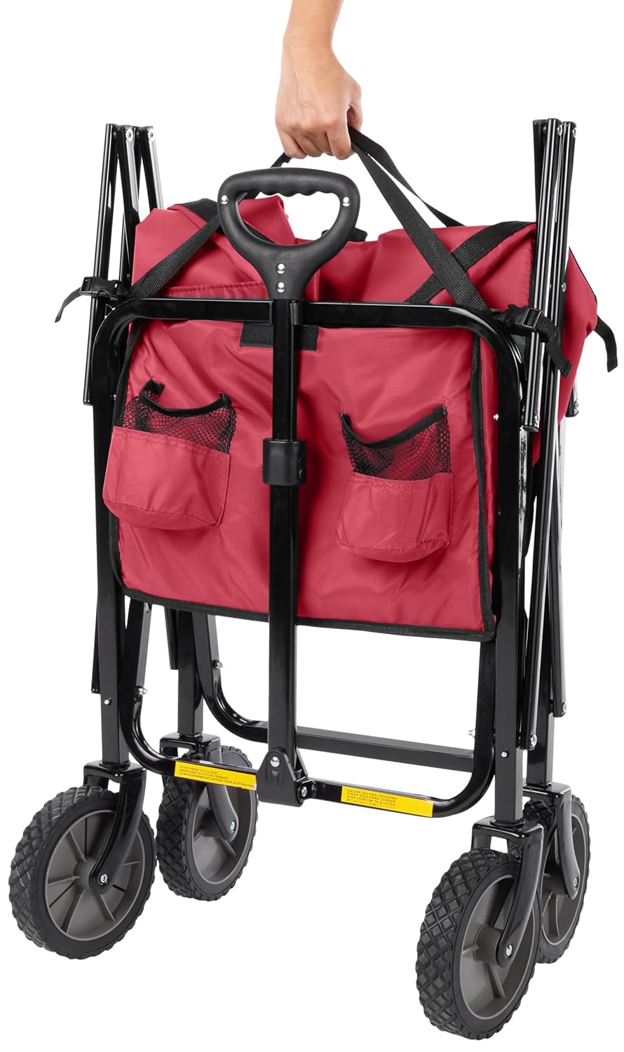 Amazon Basics Klappbarer Garten-Handwagen mit Abdeckung Rot