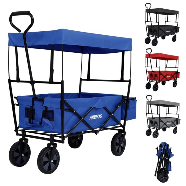 Arebos Klappbarer Transportwagen mit Dach bis 70 kg