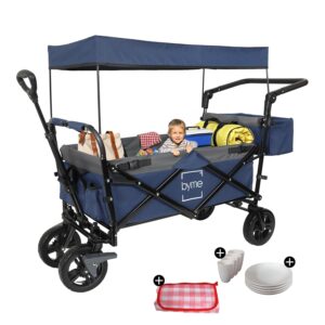 Byme Faltbarer Handwagen mit Dach 150 kg 360° Räder Bremsen