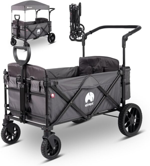 elvent® Allrounder Premium Kinderanhänger klappbar mit Dach für 2 Kinder