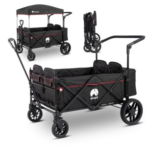 elvent® WagonPro Premium Faltbarer Kinderwagen mit Dach, 4 Sitze, Offroad-Reifen