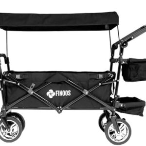 FINOOS Faltbarer Bollerwagen mit Dach & 2-Kindersicherung bis 80 kg