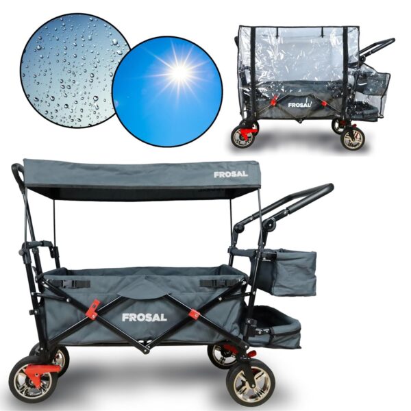 FROSAL Leo Klappbarer Kinderwagen Grau mit Regenschutz
