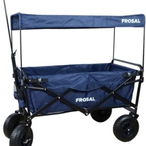 FROSAL Nick Faltbare Sackkarre mit Bremse, Dach & Luftreifen Blau