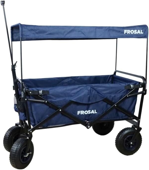 FROSAL Nick Faltbare Sackkarre mit Bremse, Dach & Luftreifen Blau