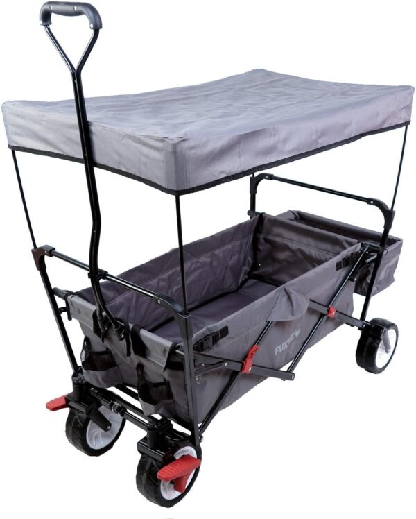 FUXTEC FX-CT350 Klappbarer Handwagen mit Dach, Bremse & Strandreifen