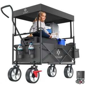 KESSER® Faltbarer Handwagen mit Dach, 360° Räder & Bremse