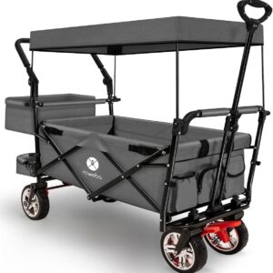 Miweba Faltbarer Kinder-Handwagen mit Bremse, Dach & breiten Reifen