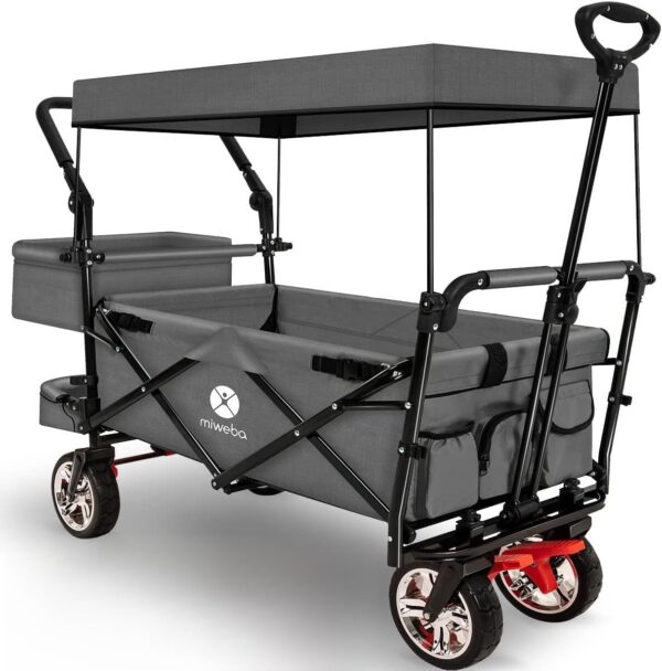 Miweba Faltbarer Kinder-Handwagen mit Bremse, Dach & breiten Reifen