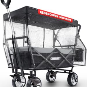 ONBEST Klappbarer Handwagen mit Regenschutz-Dach & Kühlbag