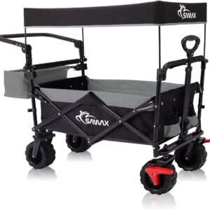 SAMAX Faltbarer Handwagen mit Dach & Bremse - Geländetauglich