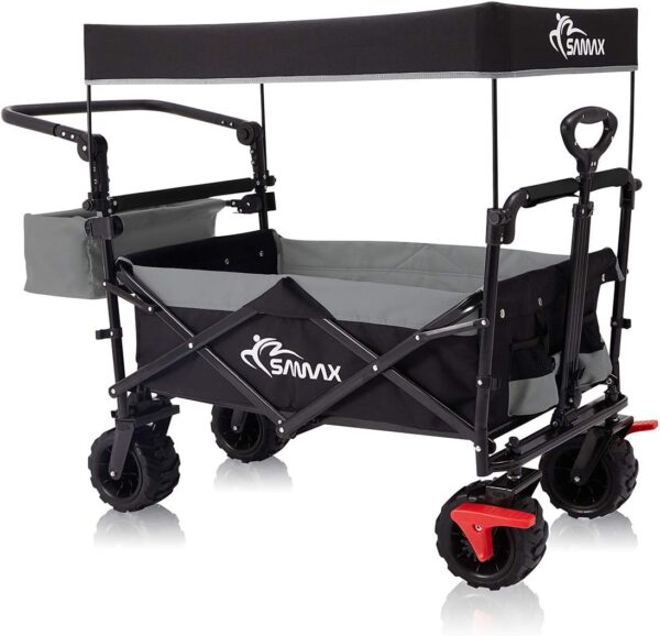 SAMAX Faltbarer Handwagen mit Dach & Bremse - Geländetauglich
