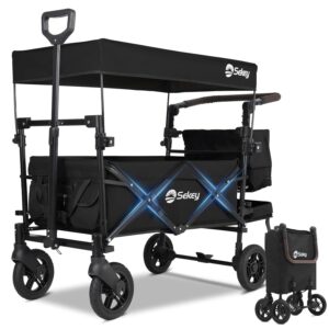 Sekey Faltbare Kinder-Schubkarre mit Dach 2 Kinder 100 kg