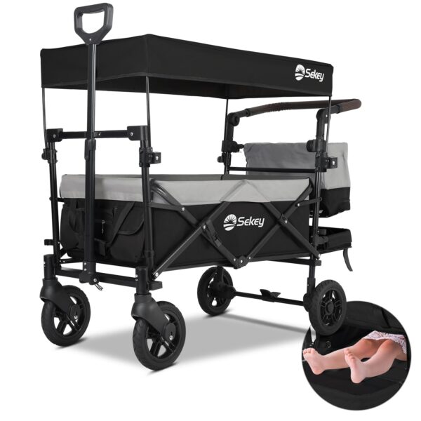 Sekey TP5050 Faltbarer Kinderhandwagen 150 kg, Bremsen, Schwarz/Grau