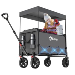 Sekey XXL Klappbarer Kinderbollerwagen 150 kg/150 L mit Dach