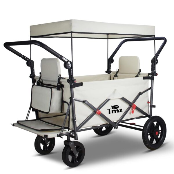 TMZ Faltbare Handkarre mit Dach, PU-Reifen bis 120 kg (Weiß)